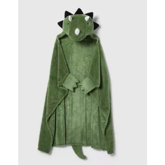 Dinosaur Kids' Hooded Blanket - Pillowfort™: Wearable Faux Fur, Green, - Picture 1 of 6